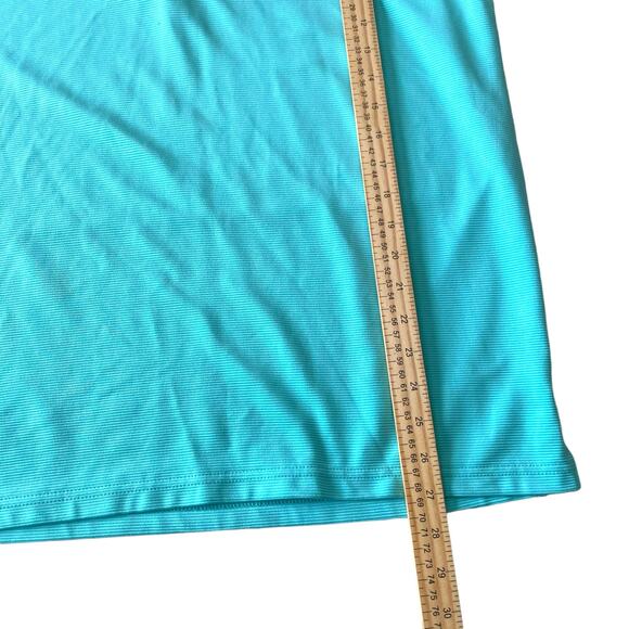 Cubavera Mens Shirt Size Large Solid Texture Polo Short Sleeve Blue Curacoa - Picture 7 of 7